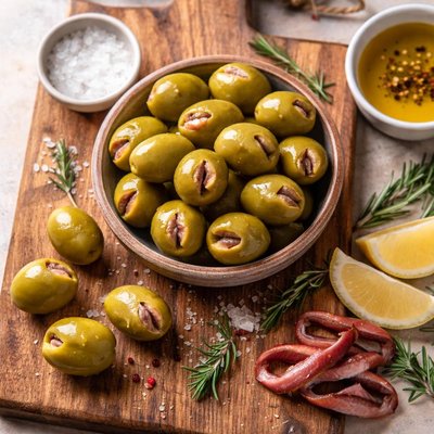 腌制凤尾鱼橄榄