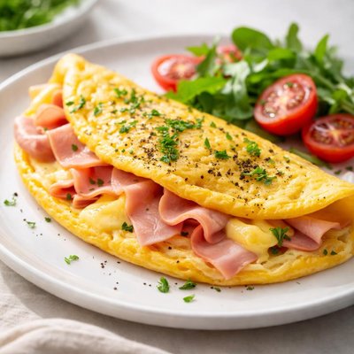 Omelet with cheese and ham