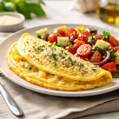 Omelette parmesan and vegetable