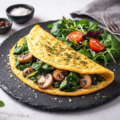 Tortilla de espinacas y champiñones