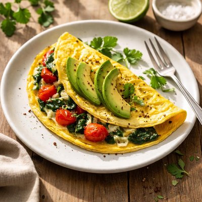 Omelette with avocado