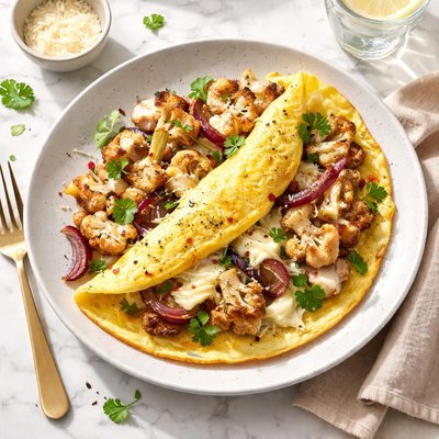 Omelette with culiflower onion and mozrella