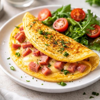 Omelette with ham and cheese