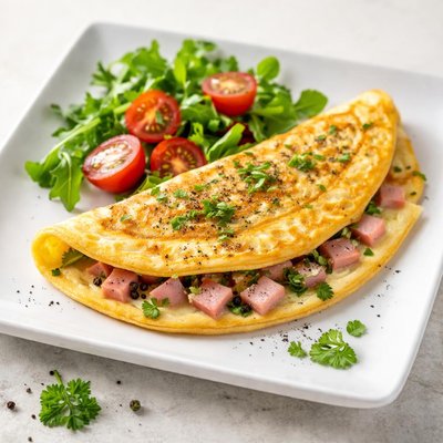 Omelette with ham and herbs