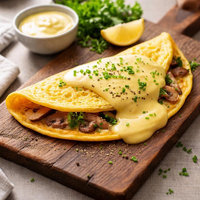 Omelette with hollandaise sauce