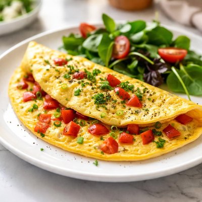 Omelette with red bell peppers