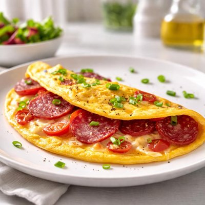 Omelette with salami