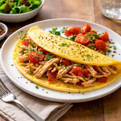 Tortilla con pollo desmenuzado