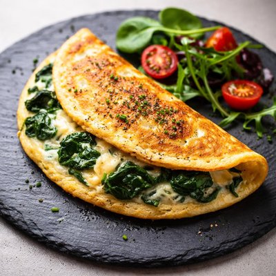 Omelette with spinach and cheese