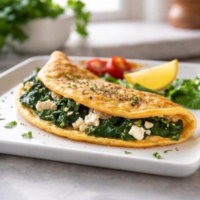 Omelette with spinach and feta