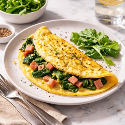 Omelette with spinach and ham