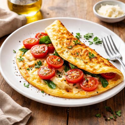 Omelette with tomatoes and cheese