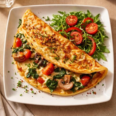 Omelette with vegetables and cheese