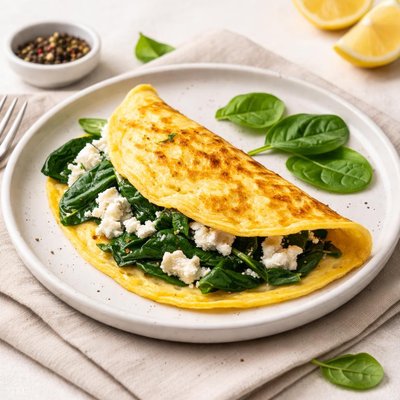 Omlette with goat cheese and spinach