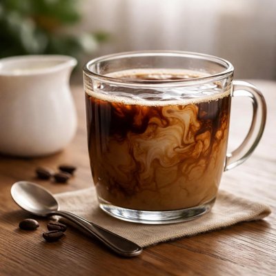 One cup of coffee with half-and-half