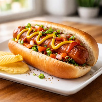 One hot dog sandwich