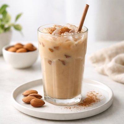 One iced chai latte with almond milk
