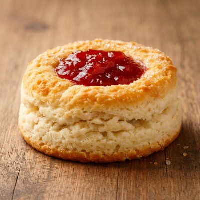 One jam biscuit