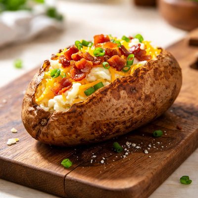 One medium size russet potato baked