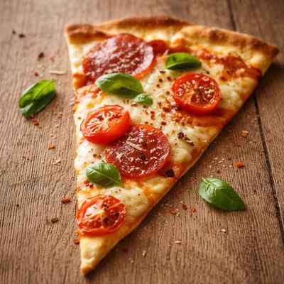 One pizza slice with very thin dough