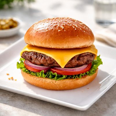 One plain cheeseburger