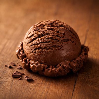 One scoop of chocolate ice cream