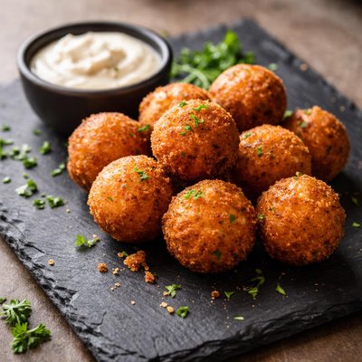 One serving of chicken express hush puppies