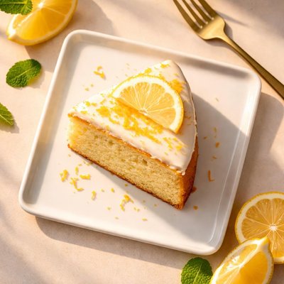 One slice lemon cake