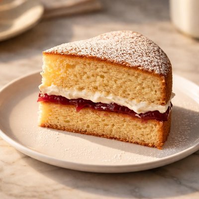 One slice victoria sponge cake