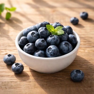 One small bowl of blueberries