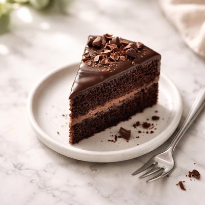 One small slice of chocolate cake