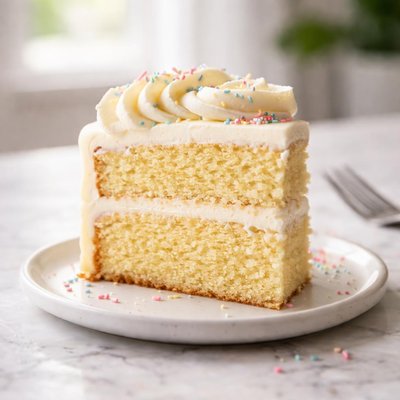 One small slice of vanilla cake