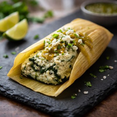 One spinach tamal