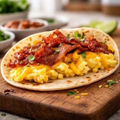 One taco bacon egg cheese