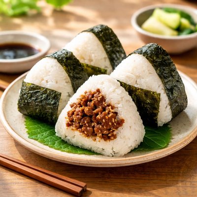 Onigiri with beef