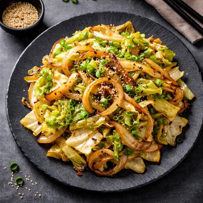 Onion cabbage stir fry