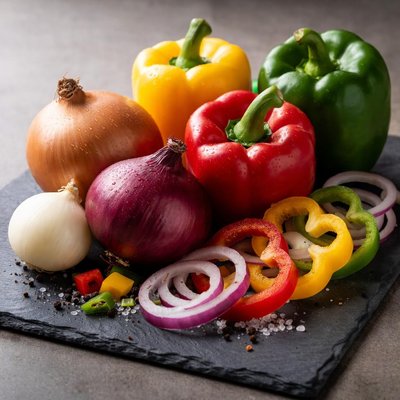 Onions and bell peppers