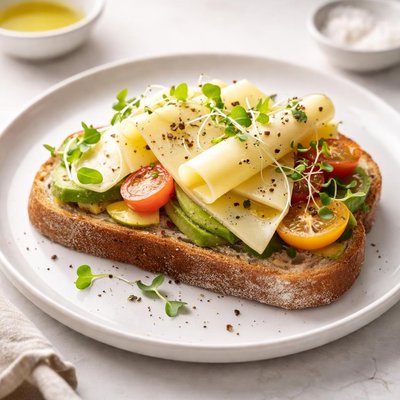 Open-faced sandwich with cheese