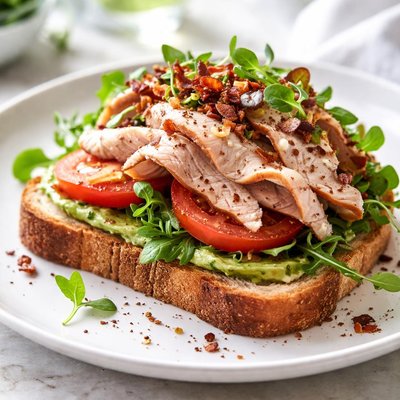 Open-faced turkey sandwich
