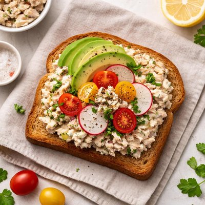 Open face tuna salad sandwich