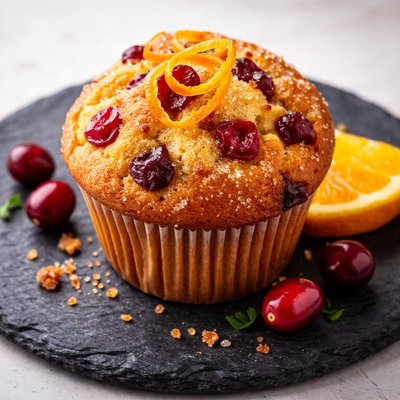 Orange and cranberry muffin