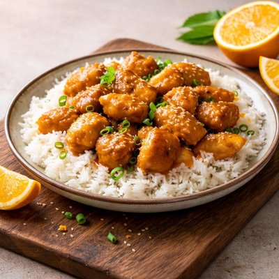Orange chicken and rice
