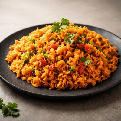 Orange colored seasoned rice