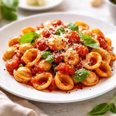 Orecchiette pasta with tomato sauce