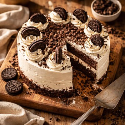 Oreo cake with vanila frosting