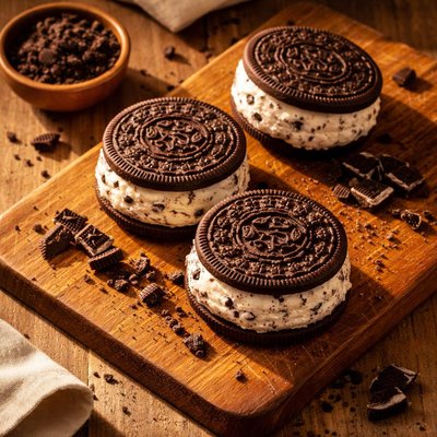 Oreo cookie ice cream sandwich