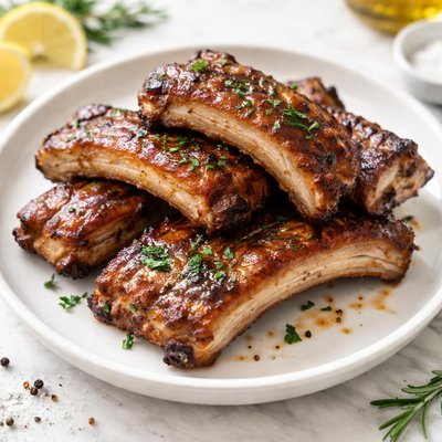 Organic pork ribs meat