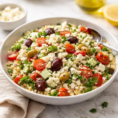 Orzo feta salad