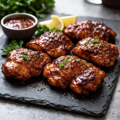 Oven baked bbq bonless skinless chicken thighs