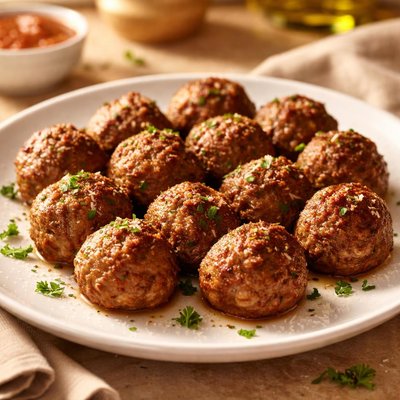 Oven baked beef meatballs